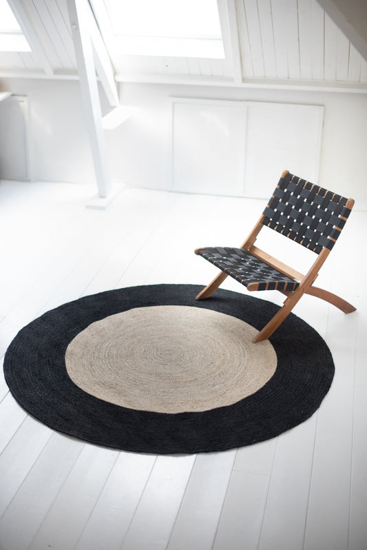 Jute vloerkleed naturel-zwart