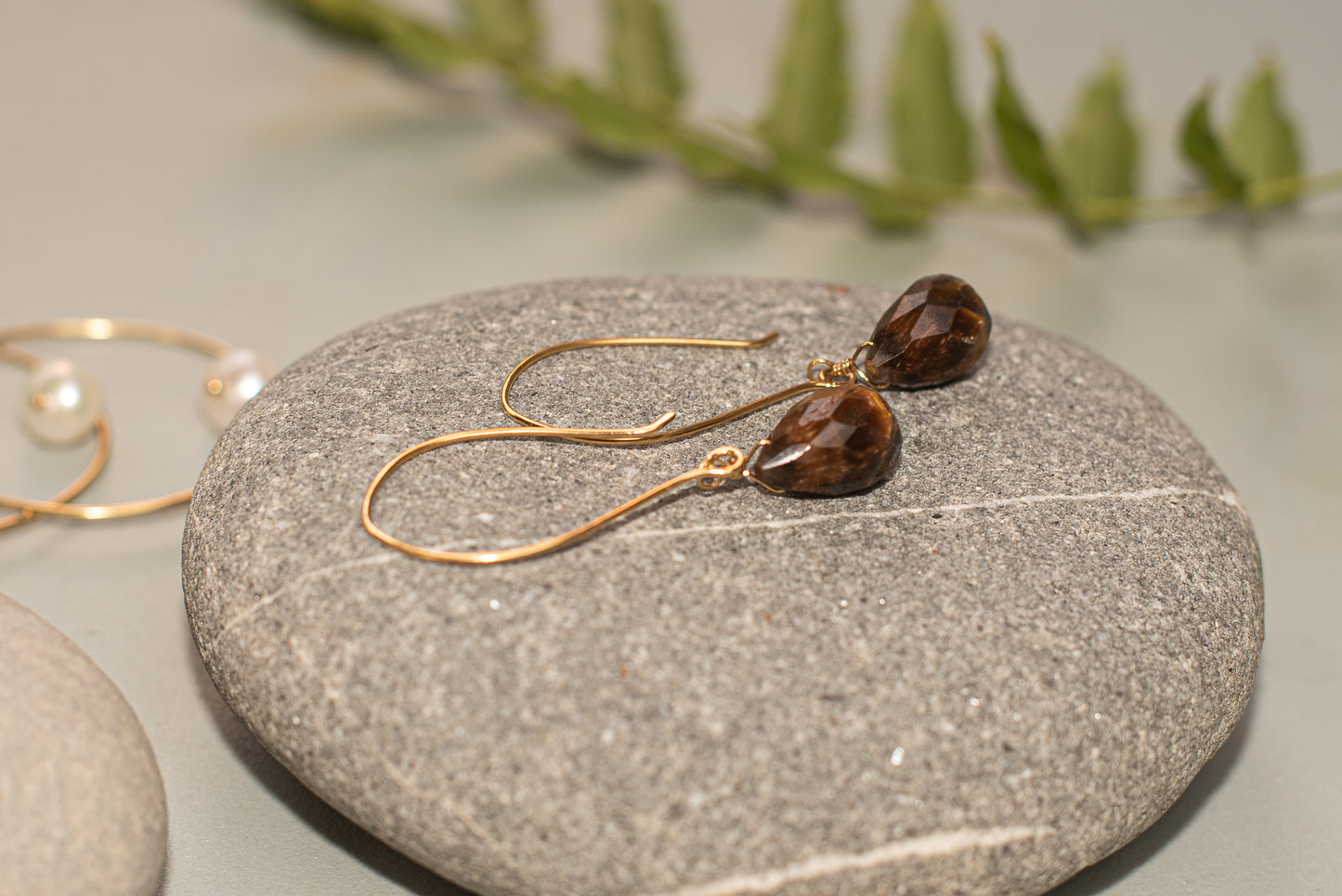 Lange oorbellen Tijgeroog