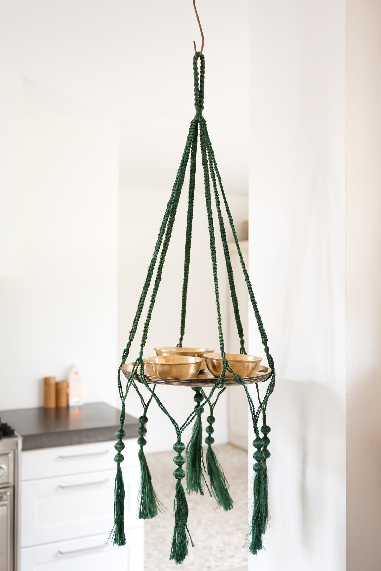 Jute hanging basket groen